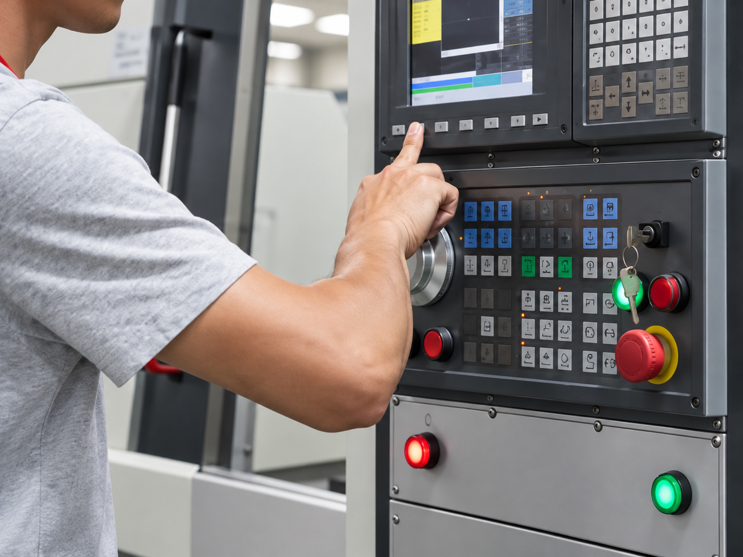 Operator at a CNC control panel