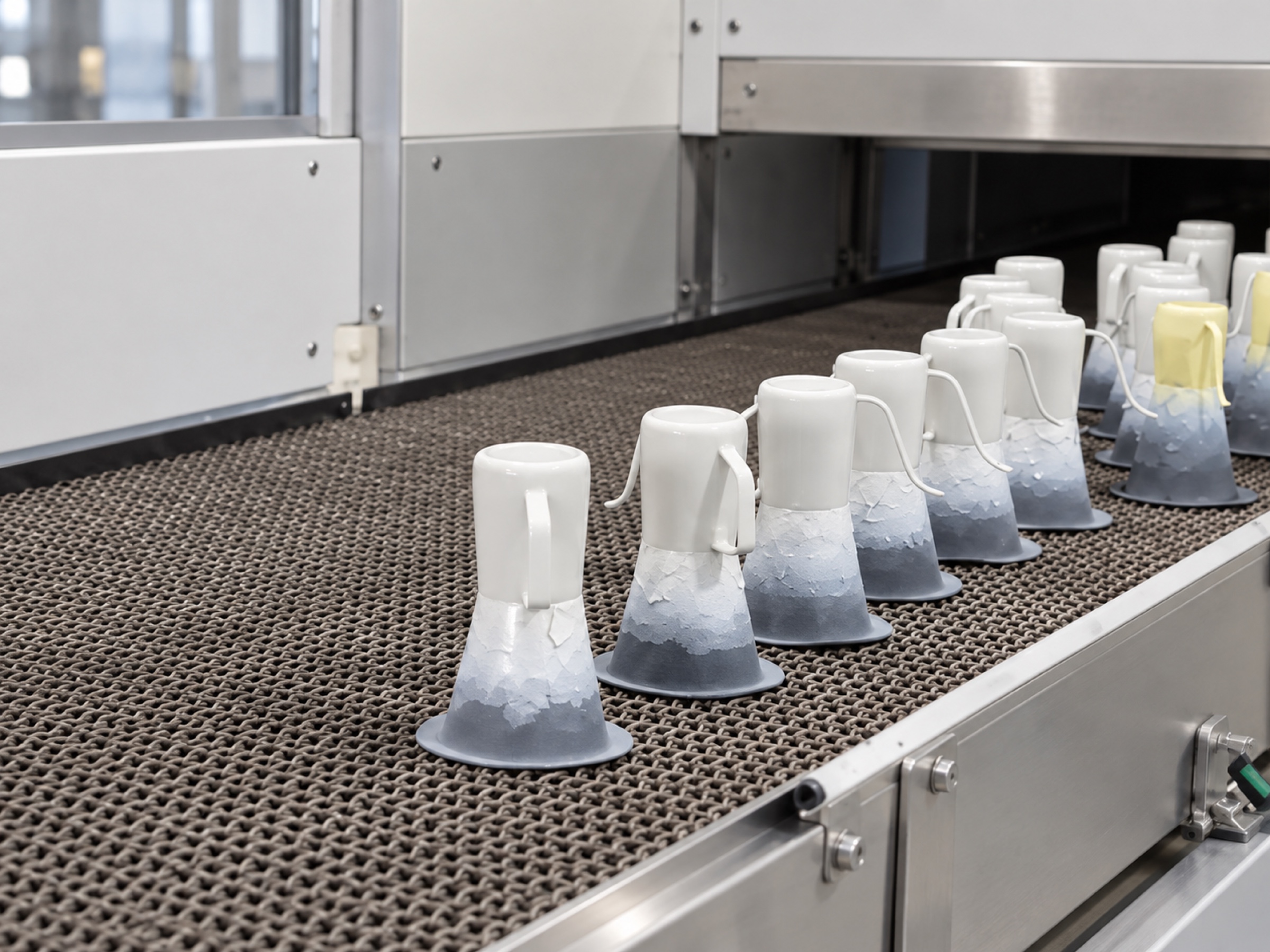 Milk pitchers on the coating line