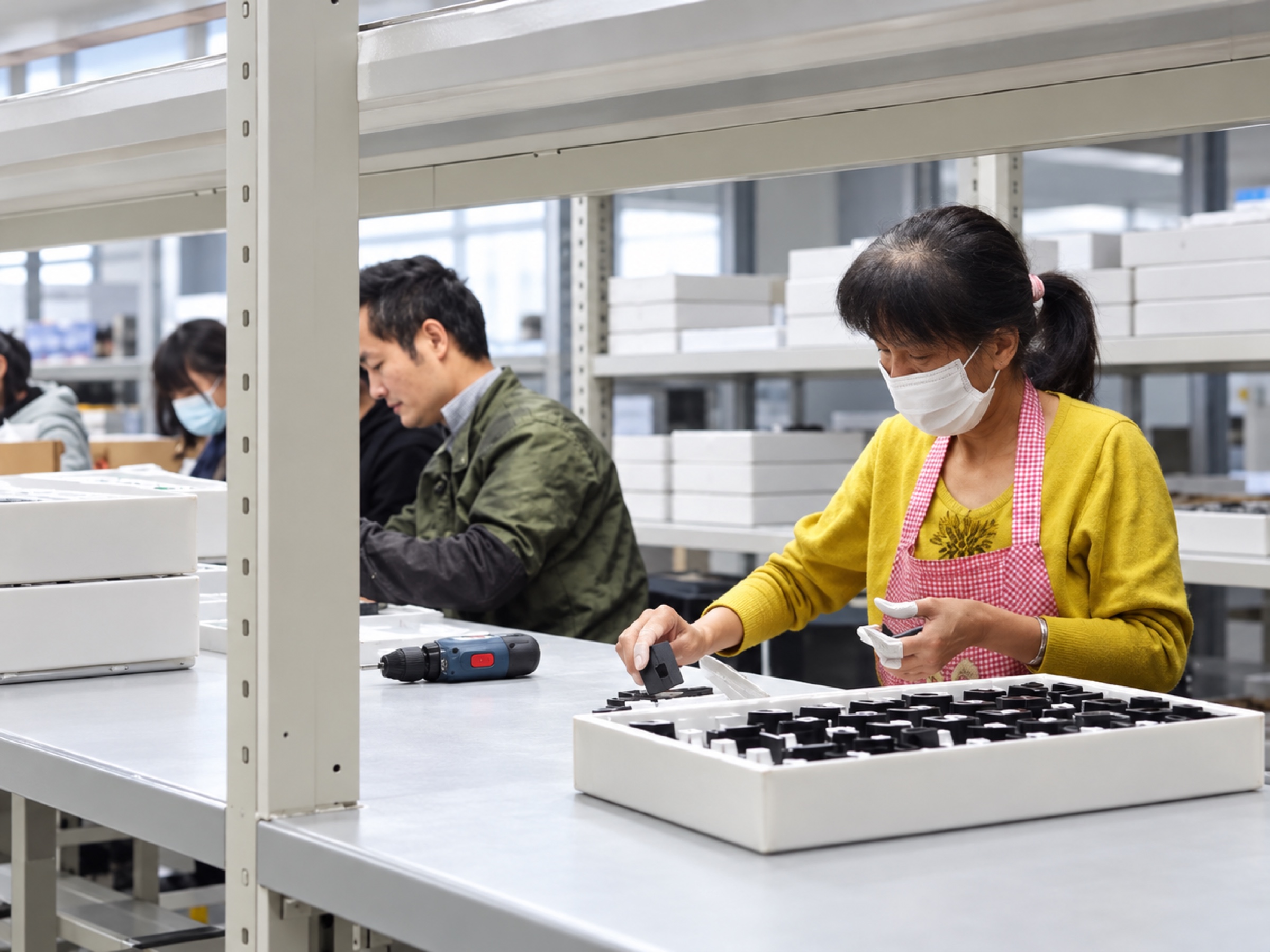 Assembly team at the workbench